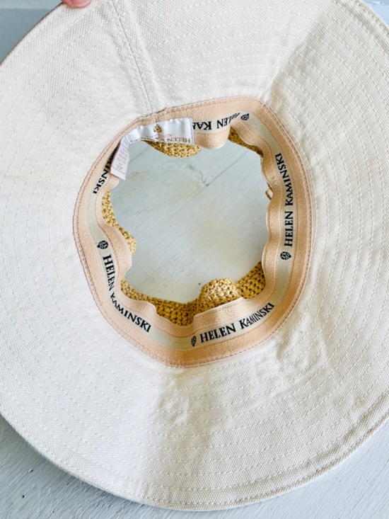HELEN KAMINSKI Cotton & Raffia Visor Hat in Off White main image 7